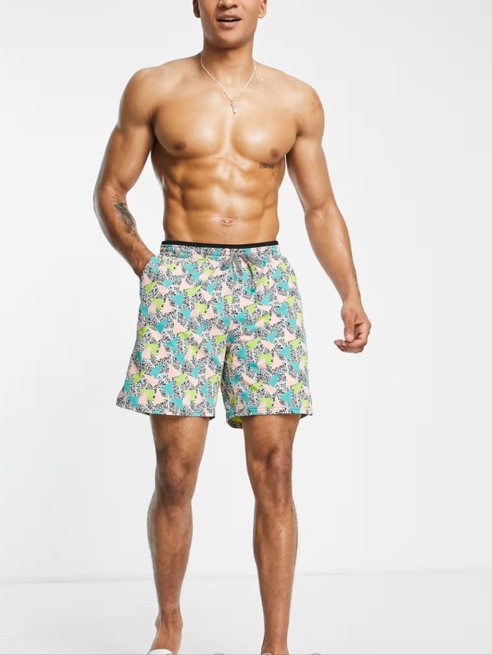 Nike Swimming 7 inch 90s printed shorts in pink